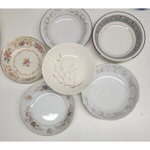 6- Mismatched Fine China Berry Dessert Bowls ~5.5" Floral Porcelain